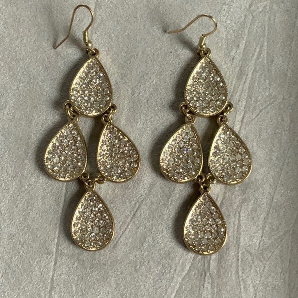 Express Gold / Rhinestone Chandelier Earrings